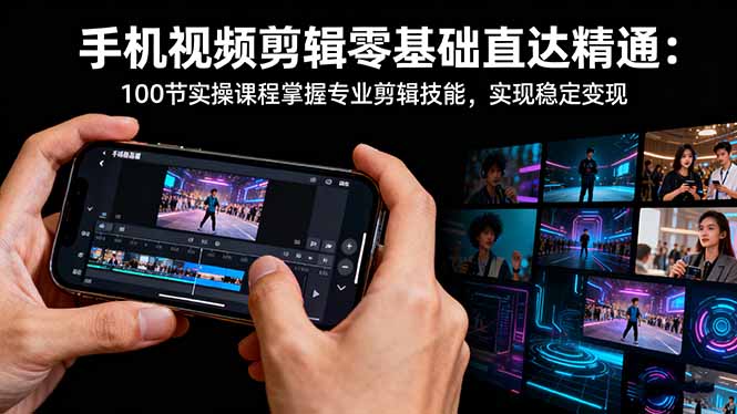 手机视频剪辑零基础直达精通：100节实操课程掌握专业剪辑技能，实现稳...-摇钱树